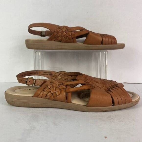 Softspots Sandals Womens 10 Brown Tan Tela Slingback Open Toe Leather - Picture 13 of 14